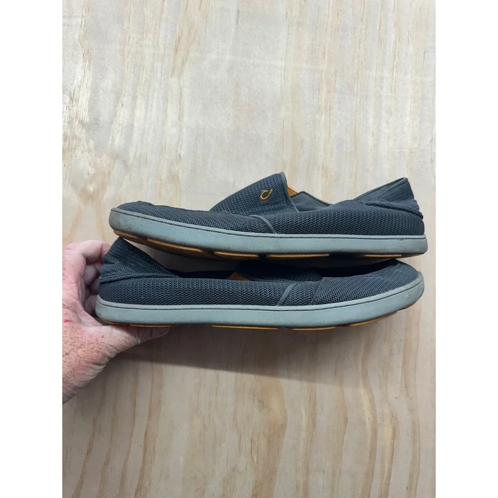 OluKai Nohea Mesh Mens Slip On Shoes Grey Orange 10188-4242 Size 11